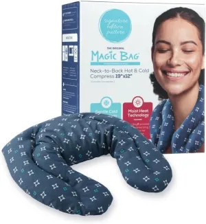 Signature Edition Thermal Compress for Neck-to-Back Pain Relief, Cotton, Blue, Award-Winning Hot & Cold Therapy