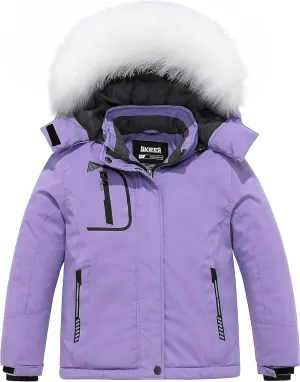 Skieer Girl's Waterproof Ski Jacket Windproof Winter Jacket Hooded Rain Coat