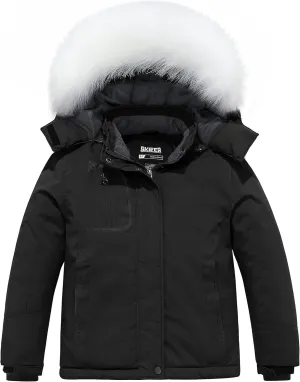 Skieer Girl's Waterproof Ski Jacket Windproof Winter Jacket Hooded Rain Coat