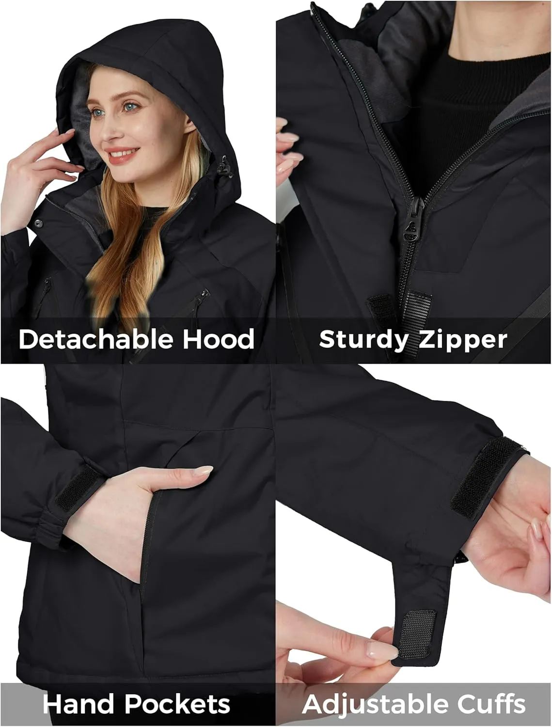 Skieer Women's Ski Jacket Waterproof jacket Warm Winter Coat Hooded Snowboarding Raincoats