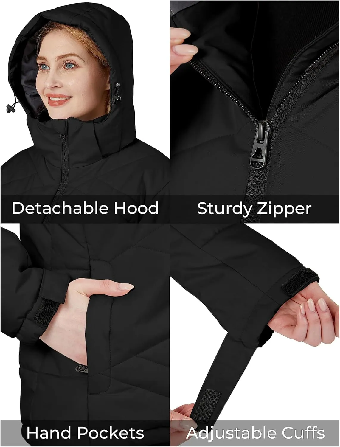 Skieer Women's Waterproof Ski Jacket Warm Snow Winter Coat Mountain Windproof Hooded Raincoat