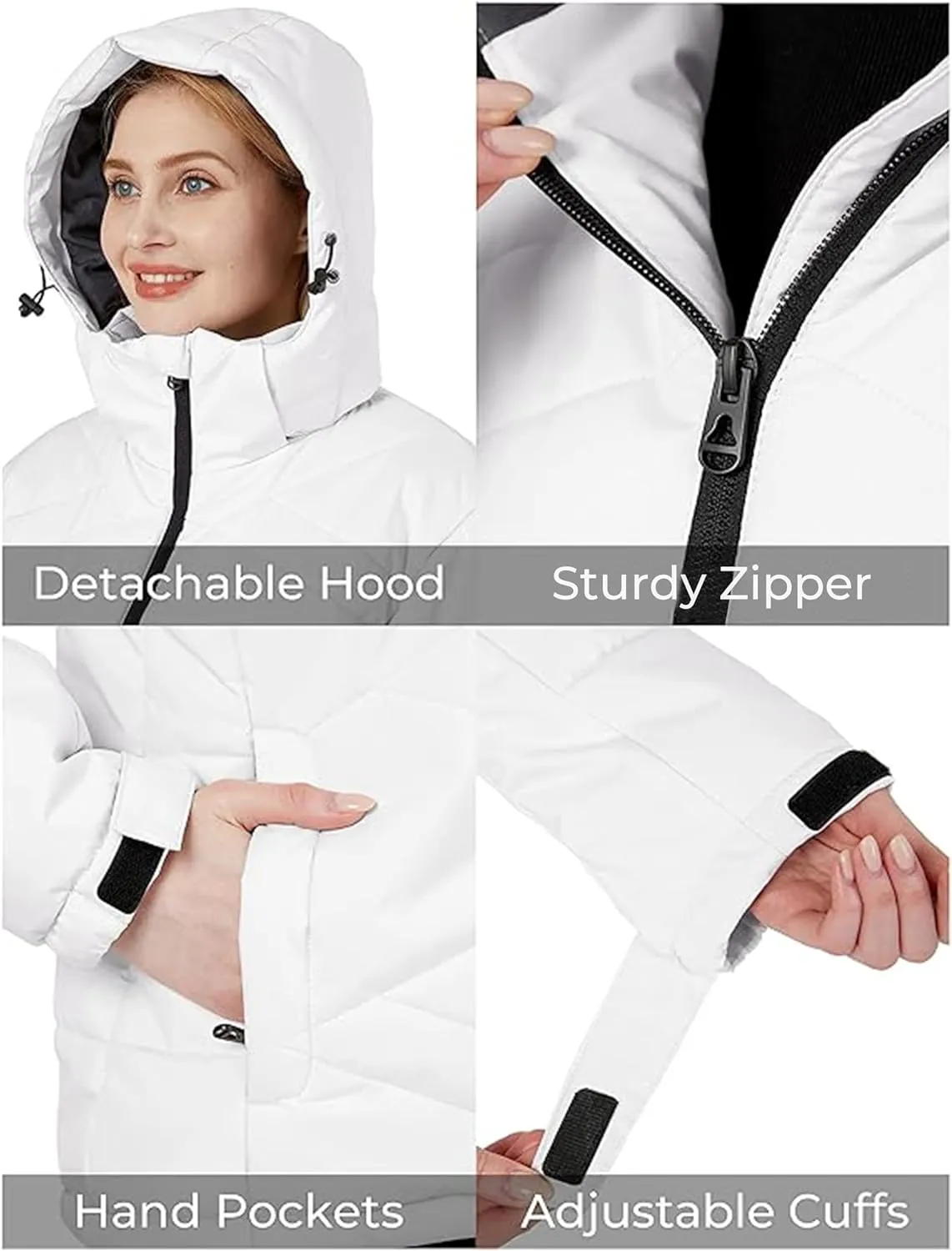 Skieer Women's Waterproof Ski Jacket Warm Snow Winter Coat Mountain Windproof Hooded Raincoat