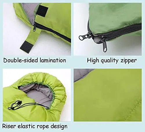 Sleeping Bags,Adult Four Seasons Outdoor Envelope Style with Cap Warm Sleeping Bag,Can Be Spliced Hollow Cotton Sleeping Bag,Breathable,Indoor & Outdoor Use,for，1.4kg