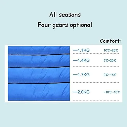 Sleeping Bags,Adult Four Seasons Outdoor Envelope Style with Cap Warm Sleeping Bag,Can Be Spliced Hollow Cotton Sleeping Bag,Breathable,Indoor & Outdoor Use,for，1.4kg