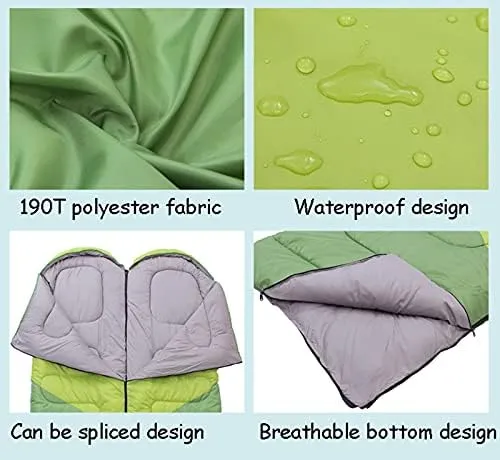 Sleeping Bags,Adult Four Seasons Outdoor Envelope Style with Cap Warm Sleeping Bag,Can Be Spliced Hollow Cotton Sleeping Bag,Breathable,Indoor & Outdoor Use,for，1.4kg