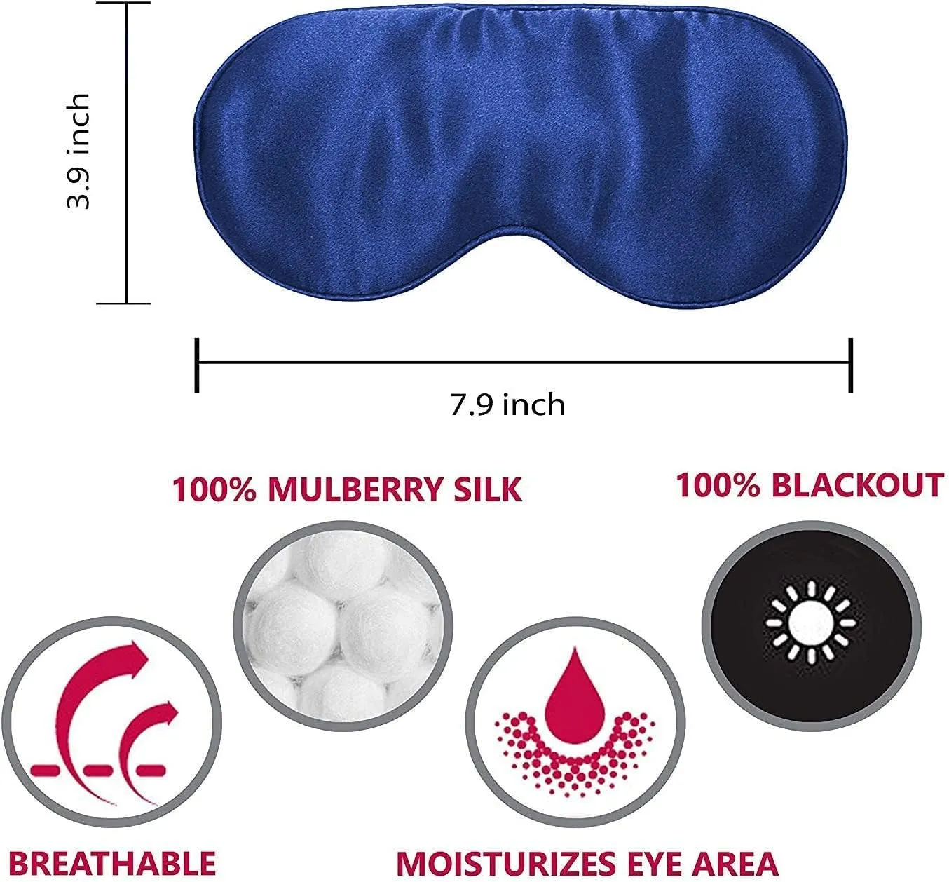 Sleeplush Mulberry Silk Sleep Mask – Sleep Mask with Silk Covered Straps – Sleep Masks for Women and Men - Eye Mask for Sleeping Comes with Ear Plugs and Pocket Bag - Weighted Sleep Mask - Blue