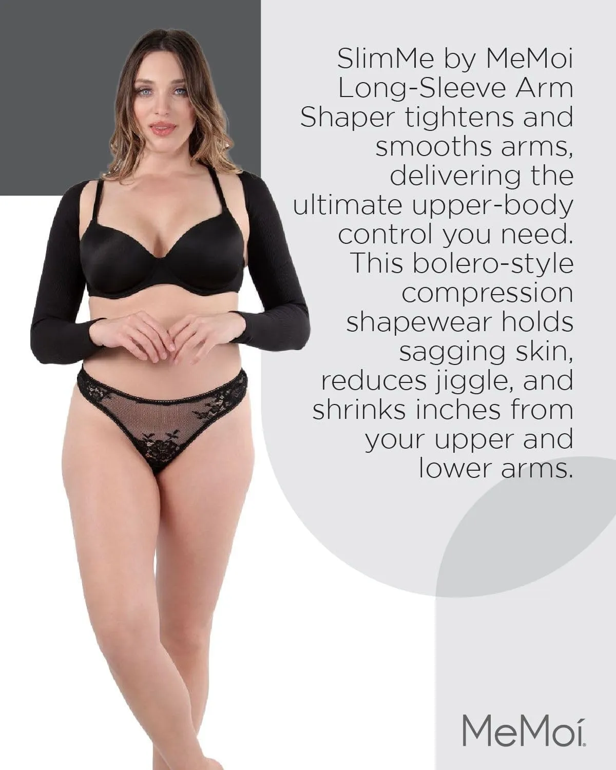 SlimMe Long Sleeve Arm Shapewear, Arm Slimming Sleeves for Women, Tightens and Smooths Arms, Bolero Style - Small to Queen 2