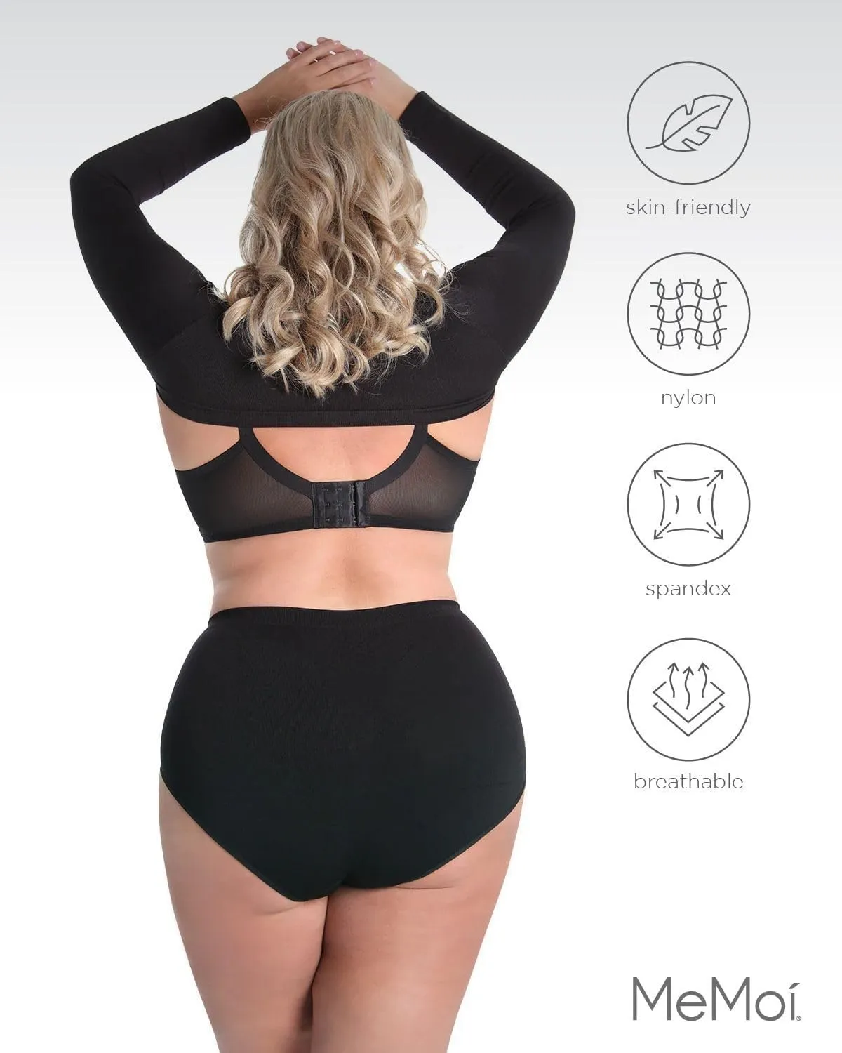SlimMe Long Sleeve Arm Shapewear, Arm Slimming Sleeves for Women, Tightens and Smooths Arms, Bolero Style - Small to Queen 2