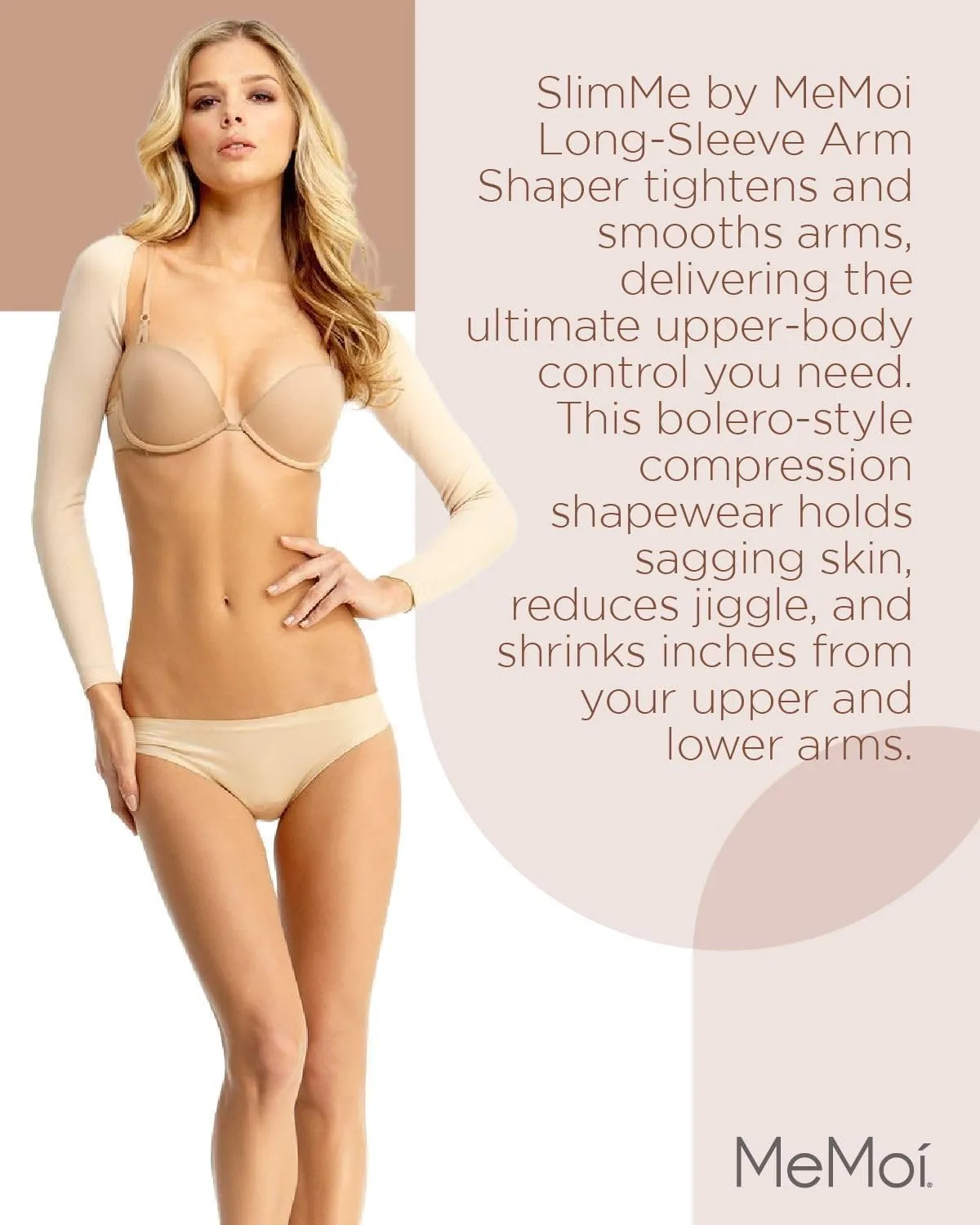 SlimMe Long Sleeve Arm Shapewear, Arm Slimming Sleeves for Women, Tightens and Smooths Arms, Bolero Style - Small to Queen 2