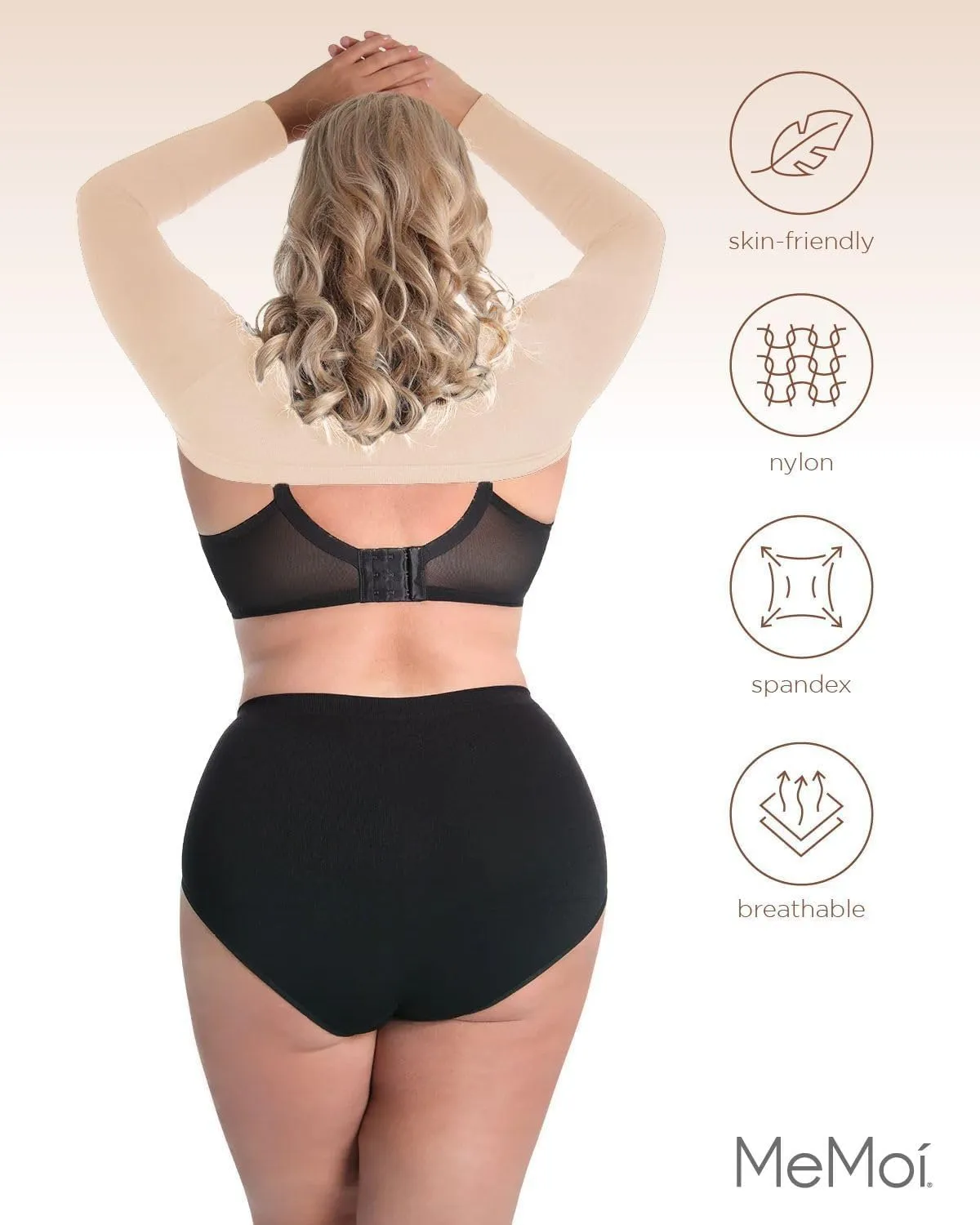 SlimMe Long Sleeve Arm Shapewear, Arm Slimming Sleeves for Women, Tightens and Smooths Arms, Bolero Style - Small to Queen 2