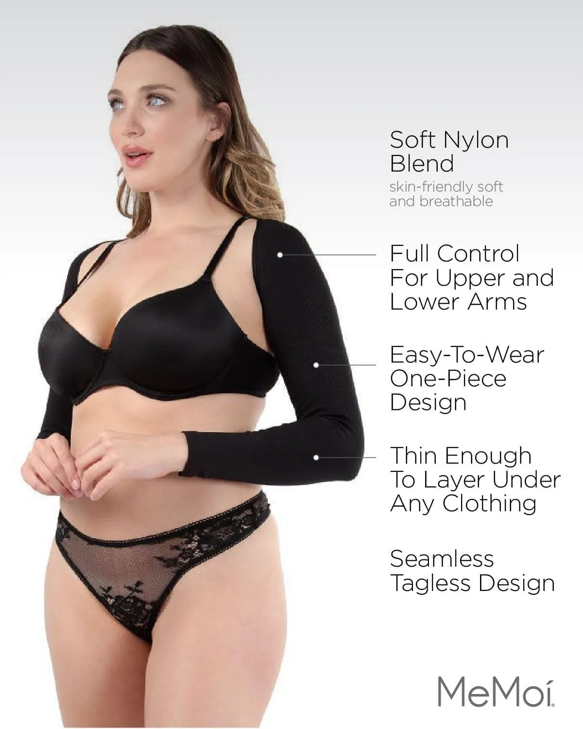SlimMe Long Sleeve Arm Shapewear, Arm Slimming Sleeves for Women, Tightens and Smooths Arms, Bolero Style - Small to Queen 2