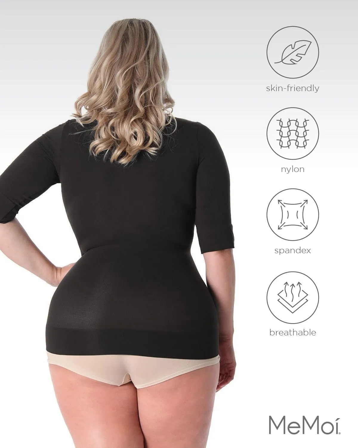 SlimMe Quarter Sleeve Compression Shapewear for Women, Tummy Control Shapewear Shirt, Comfortable Compression Tops for Women