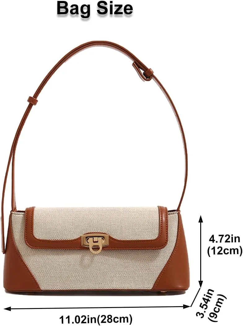 Small Shoulder Bag for Women, Retro PU Leather Underarm Bag Top Handle Hobo Tote Clutch Handbag Purse with Buckle Closure
