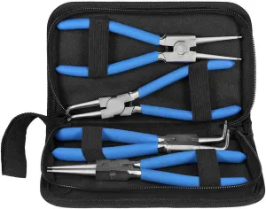 Snap Ring Pliers Set, Professional 7" Internal External Straight Bent Circlip Snap Ring Pliers Set Repair Tool Kit with Portable Bag