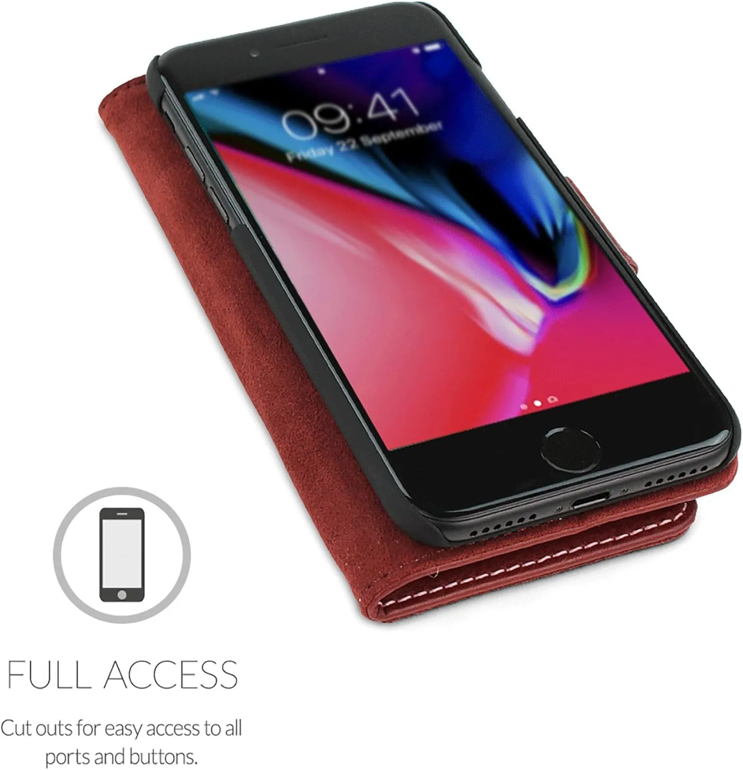 Snugg iPhone SE Wallet Case 2022 & 2020 / iPhone 8 Wallet Case/iPhone 7 Wallet Case – Leather Card Wallet with Handy Stand Feature for iPhone SE Case Wallet Flip Phone Case Cover in Dusty Cedar Red