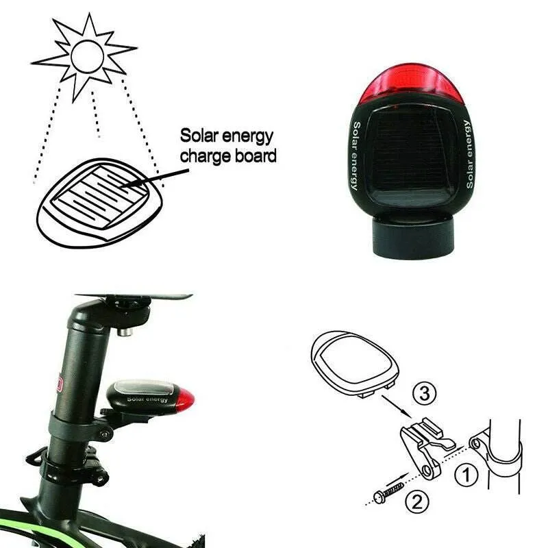 Solar Powered Bicycle Cycling Bike LED Headlight   Rear Tail Light Lamp LED with Gift Box