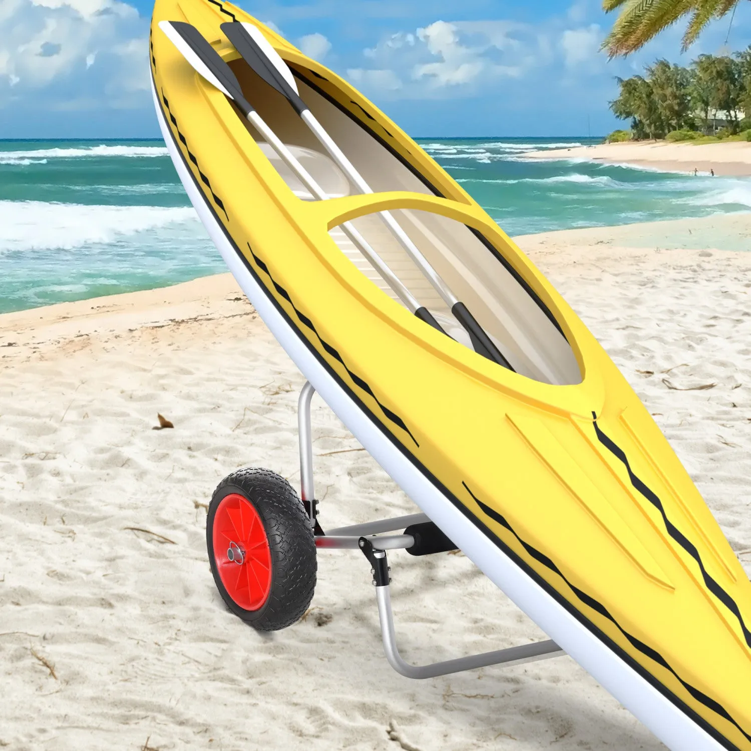 Soozier 198lbs Kayak Cart, Foldable Kayak Carrier Transport Trailer, Silver
