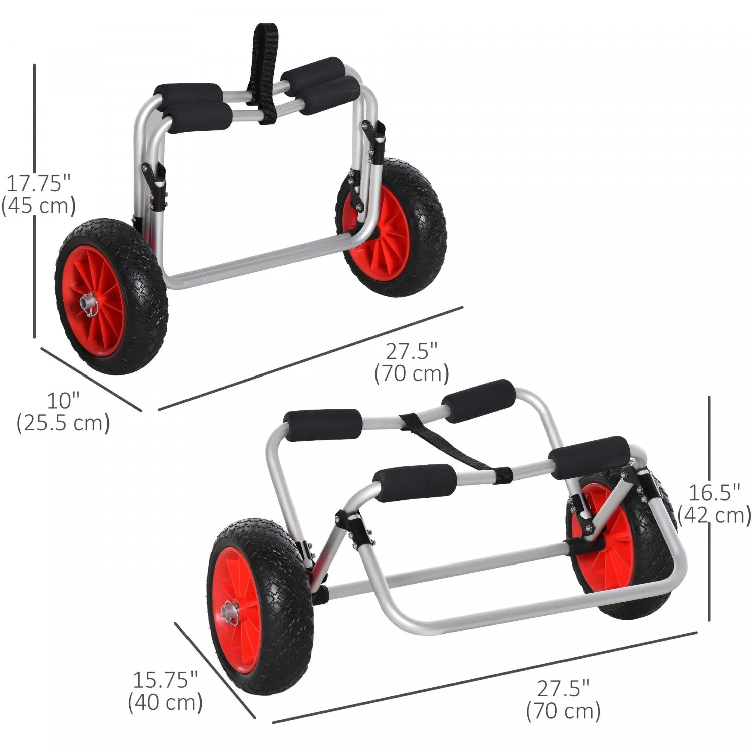 Soozier 198lbs Kayak Cart, Foldable Kayak Carrier Transport Trailer, Silver