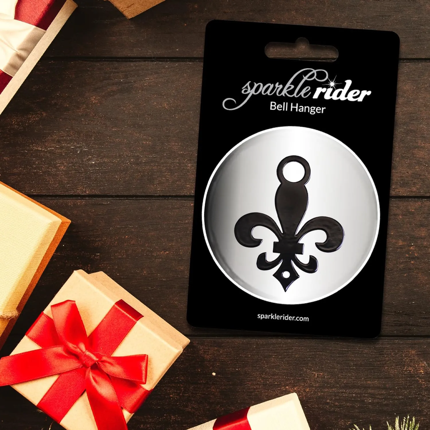 Sparkle Rider Motorcycle Bell Hanger Mount Fleur-de-lis Accessory Bracket to Attach Gremlin, Guardian, Harley Ride Bells