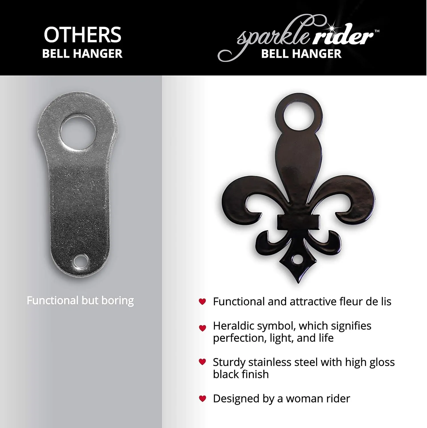 Sparkle Rider Motorcycle Bell Hanger Mount Fleur-de-lis Accessory Bracket to Attach Gremlin, Guardian, Harley Ride Bells