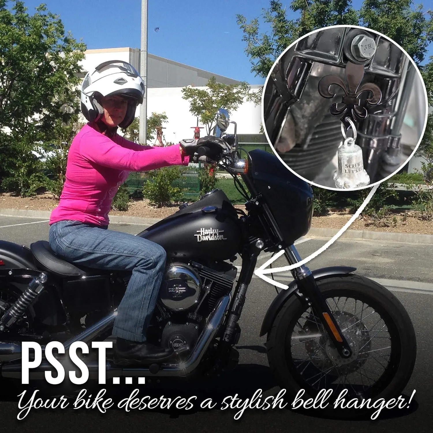 Sparkle Rider Motorcycle Bell Hanger Mount Fleur-de-lis Accessory Bracket to Attach Gremlin, Guardian, Harley Ride Bells
