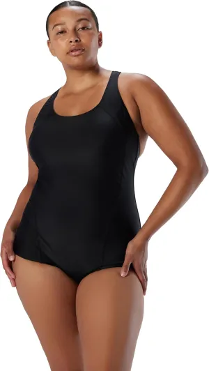 speedo Women's Swimsuit One Piece PowerFlex Princess Seam Ultraback Conservative Cut