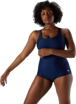 speedo Women's Swimsuit One Piece PowerFlex Princess Seam Ultraback Conservative Cut