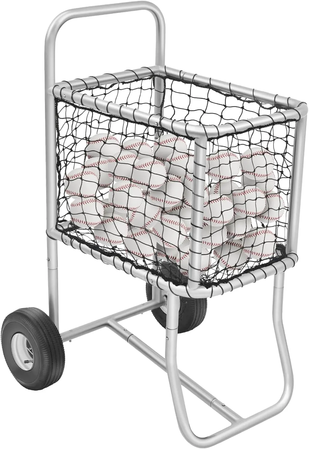 Sports Baseball Cart with Wheels, Large Softball Caddy Ball Holder, Holds up to 300 Baseballs or 150 Softballs, 18'' W x 24'' l x 45'' H