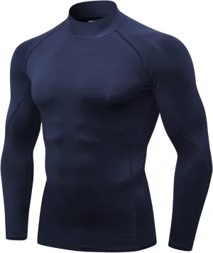 SPVISE 1 or 2 Pack Men's Compression Shirts Long Sleeve Athletic Workout T-Shirts Cool Dry Undershirts Turtle Neck Gym Tops