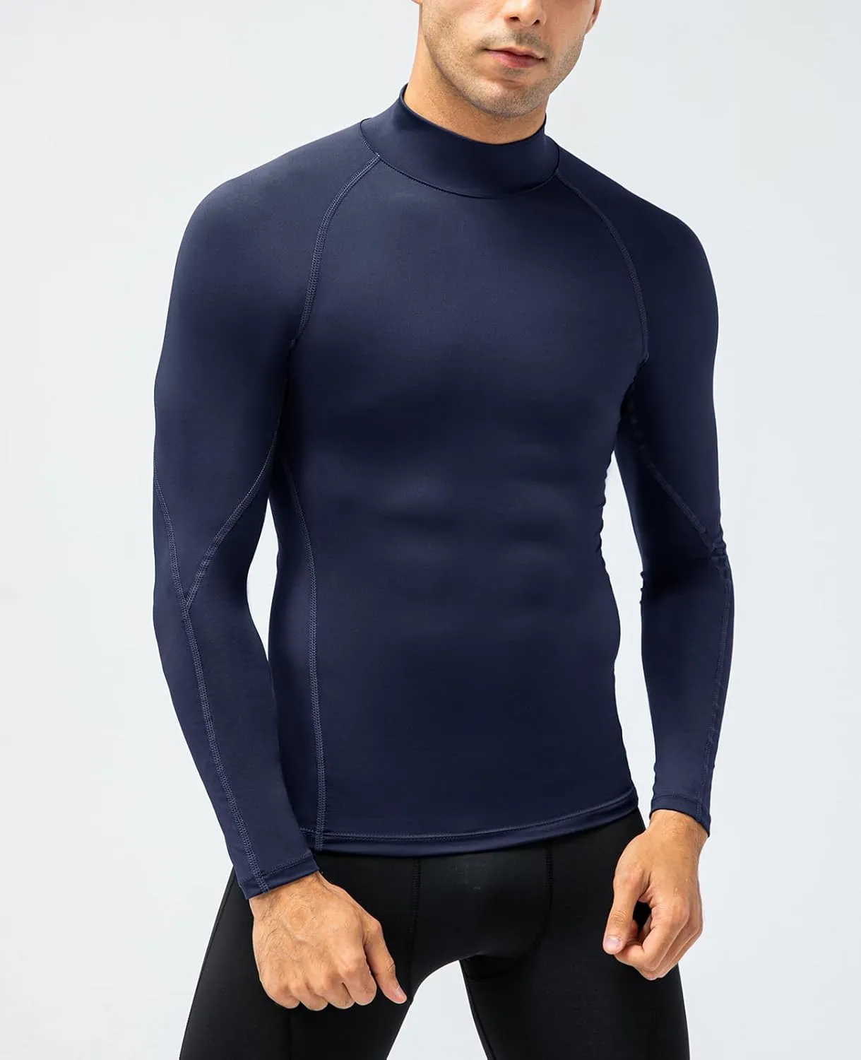 SPVISE 1 or 2 Pack Men's Compression Shirts Long Sleeve Athletic Workout T-Shirts Cool Dry Undershirts Turtle Neck Gym Tops