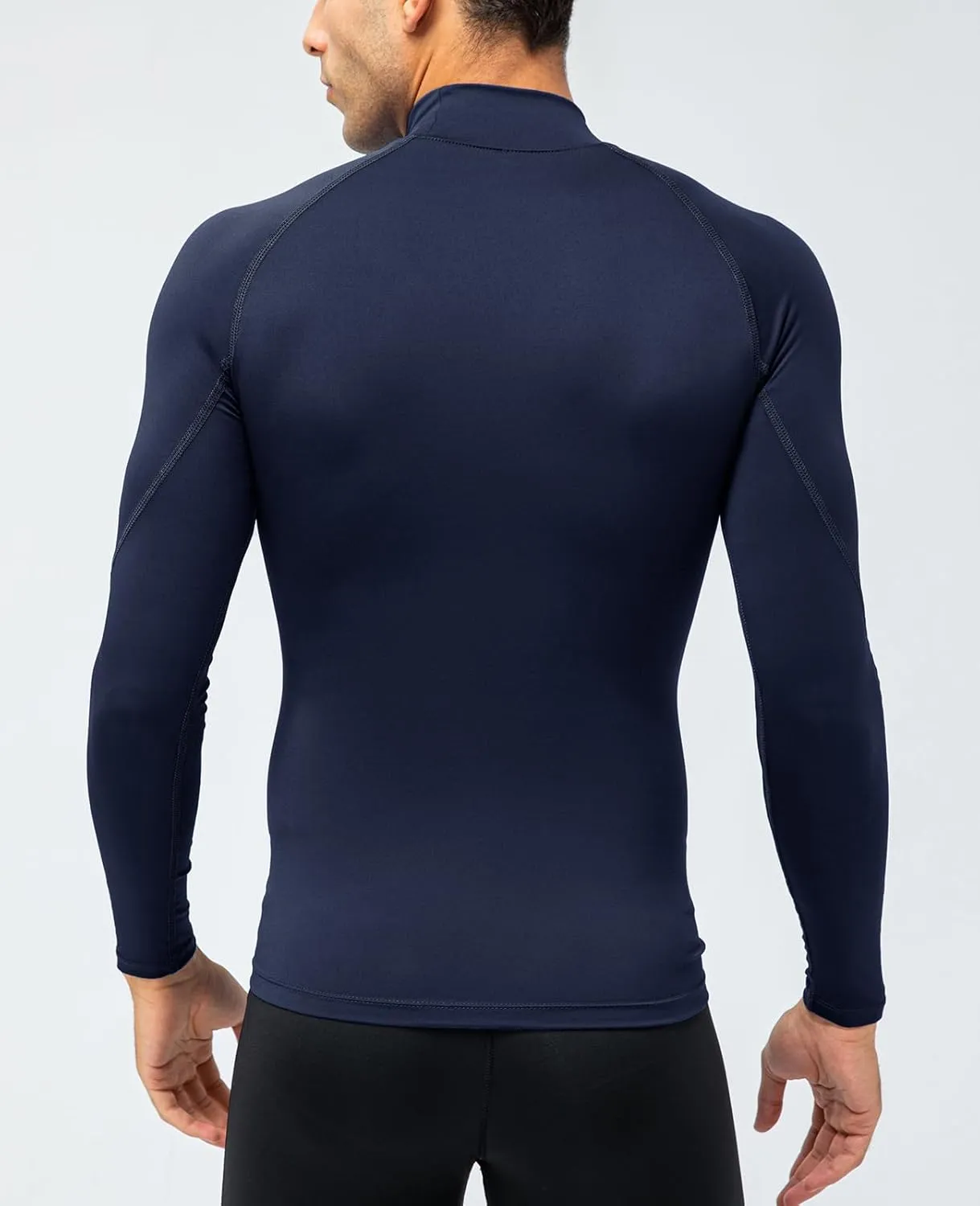 SPVISE 1 or 2 Pack Men's Compression Shirts Long Sleeve Athletic Workout T-Shirts Cool Dry Undershirts Turtle Neck Gym Tops