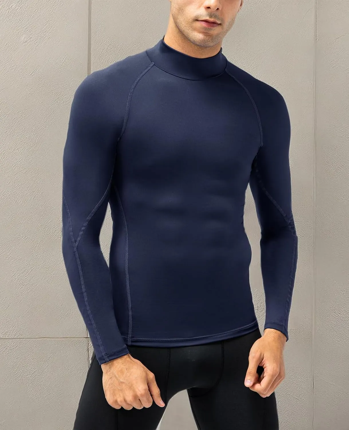 SPVISE 1 or 2 Pack Men's Compression Shirts Long Sleeve Athletic Workout T-Shirts Cool Dry Undershirts Turtle Neck Gym Tops