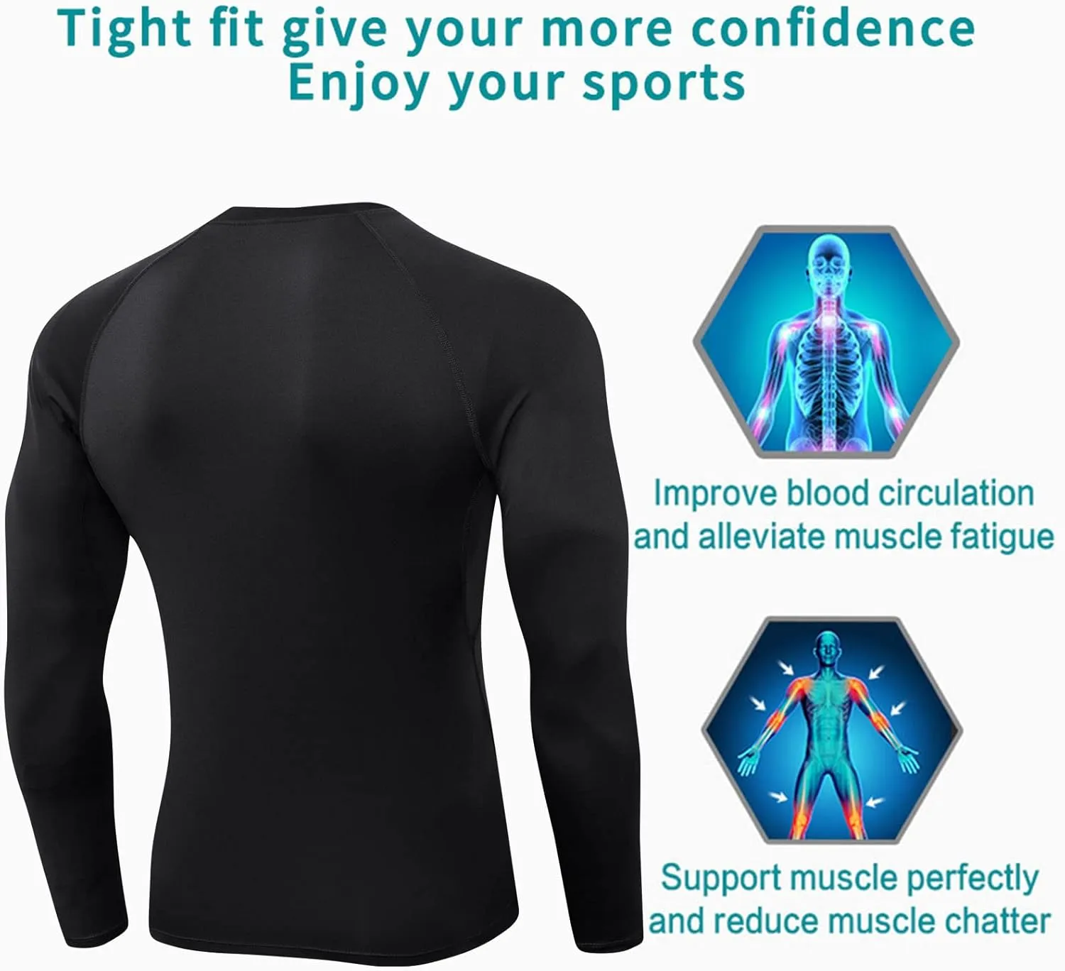 SPVISE 1 or 3 Pack Men's Compression Shirts Long Sleeve Workout Gym T-Shirt Running Top Cool Dry Sports Baselayer Undershirts