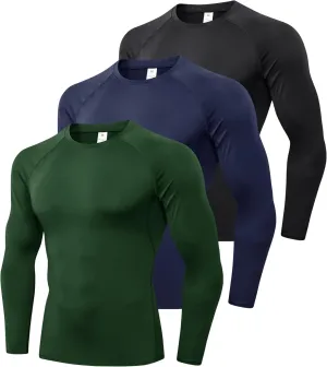 SPVISE 1 or 3 Pack Men's Compression Shirts Long Sleeve Workout Gym T-Shirt Running Top Cool Dry Sports Baselayer Undershirts
