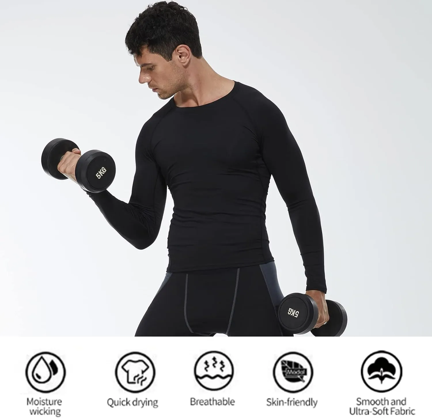 SPVISE 1 or 3 Pack Men's Compression Shirts Long Sleeve Workout Gym T-Shirt Running Top Cool Dry Sports Baselayer Undershirts
