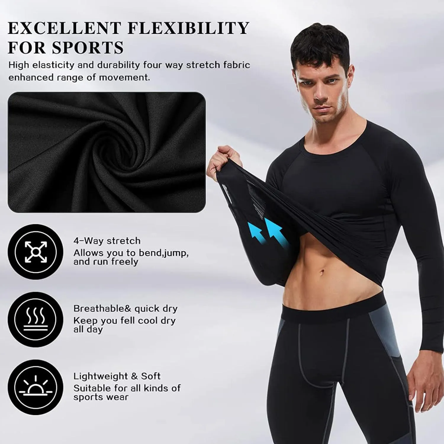 SPVISE 1 or 3 Pack Men's Compression Shirts Long Sleeve Workout Gym T-Shirt Running Top Cool Dry Sports Baselayer Undershirts