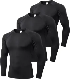 SPVISE 1 or 3 Pack Men's Compression Shirts Long Sleeve Workout Gym T-Shirt Running Top Cool Dry Sports Baselayer Undershirts