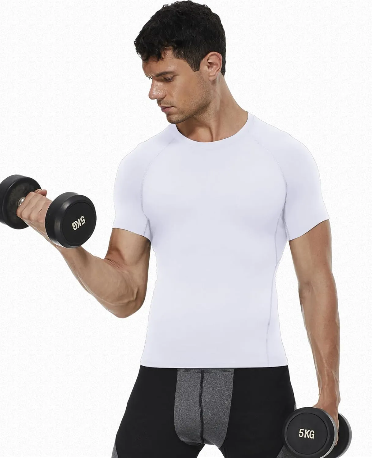 SPVISE Men's Compression Shirt Short Sleeve Workout Gym Top Cool Dry Athletic Base Layer Undershirt T-Shirt for Sport Running