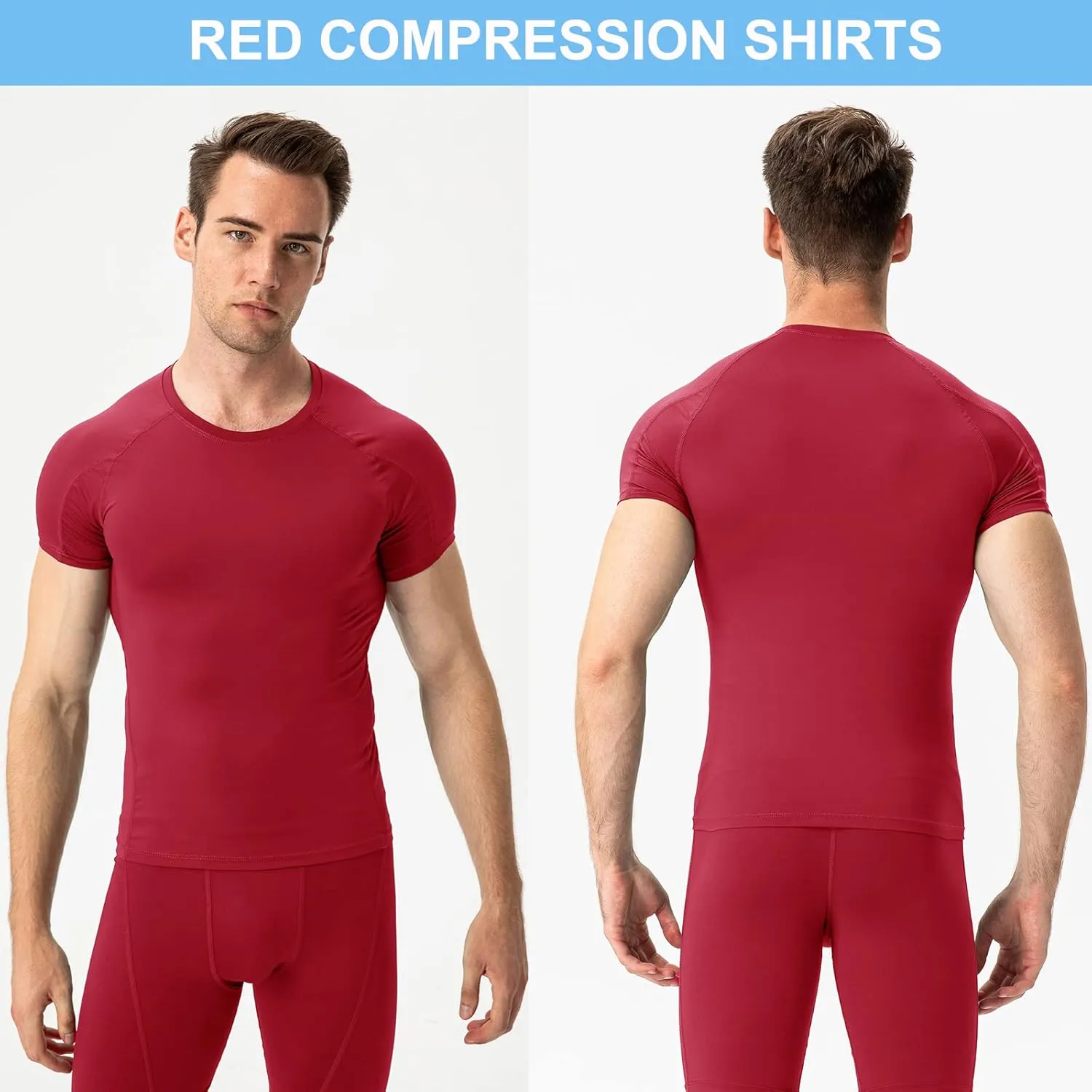 SPVISE Men's Compression Shirts Short Sleeve Workout Gym T-Shirt Running Tops Cool Dry Sports Base Layer Athletic Undershirts