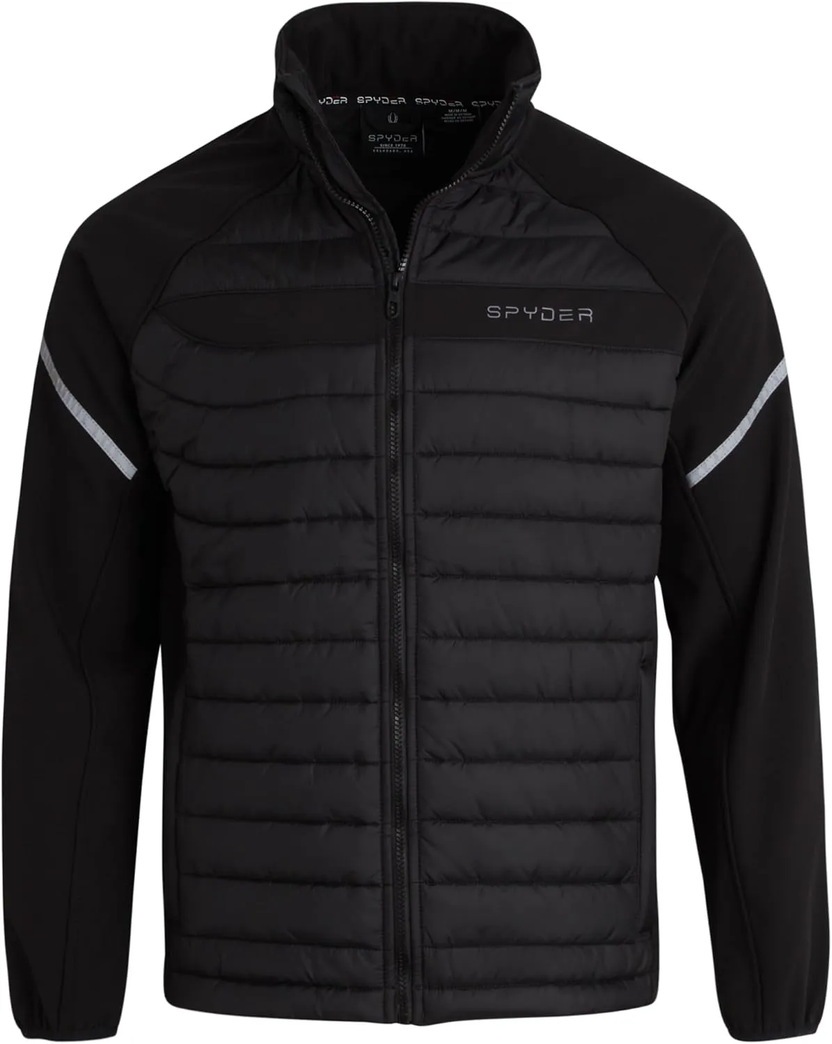 Spyder Men's Active 2fer Jacket - Midweight Insulated Quilted Puffer Bubble Windbreaker with Softshell Sleeves (Sizes: S-XL)