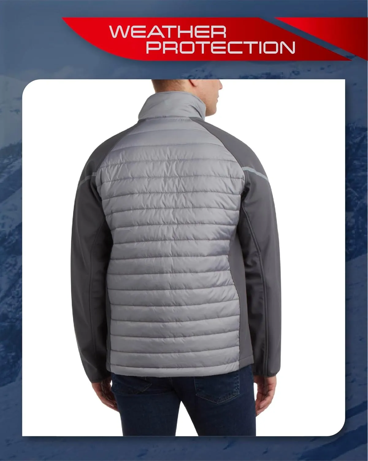 Spyder Men's Active 2fer Jacket - Midweight Insulated Quilted Puffer Bubble Windbreaker with Softshell Sleeves (Sizes: S-XL)