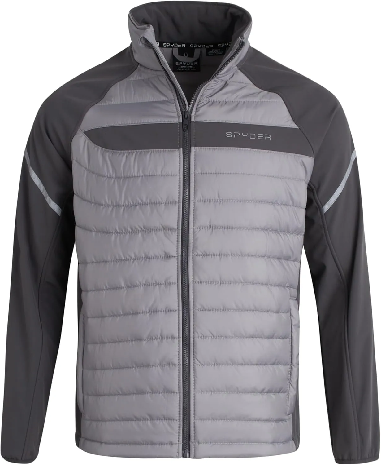 Spyder Men's Active 2fer Jacket - Midweight Insulated Quilted Puffer Bubble Windbreaker with Softshell Sleeves (Sizes: S-XL)