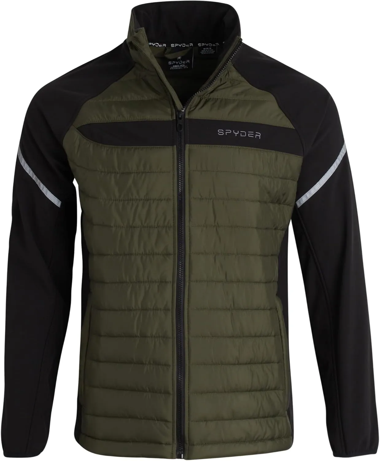 Spyder Men's Active 2fer Jacket - Midweight Insulated Quilted Puffer Bubble Windbreaker with Softshell Sleeves (Sizes: S-XL)