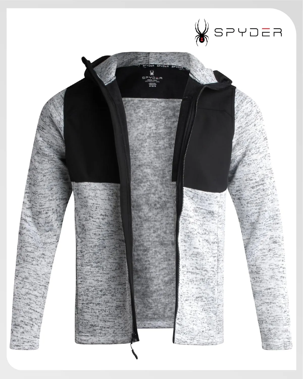Spyder Men's Sweater Fleece Jacket - Lightweight Insulated Performance Full Zip Hooded Outdoor Jacket for Men (Sizes: S-XXL)