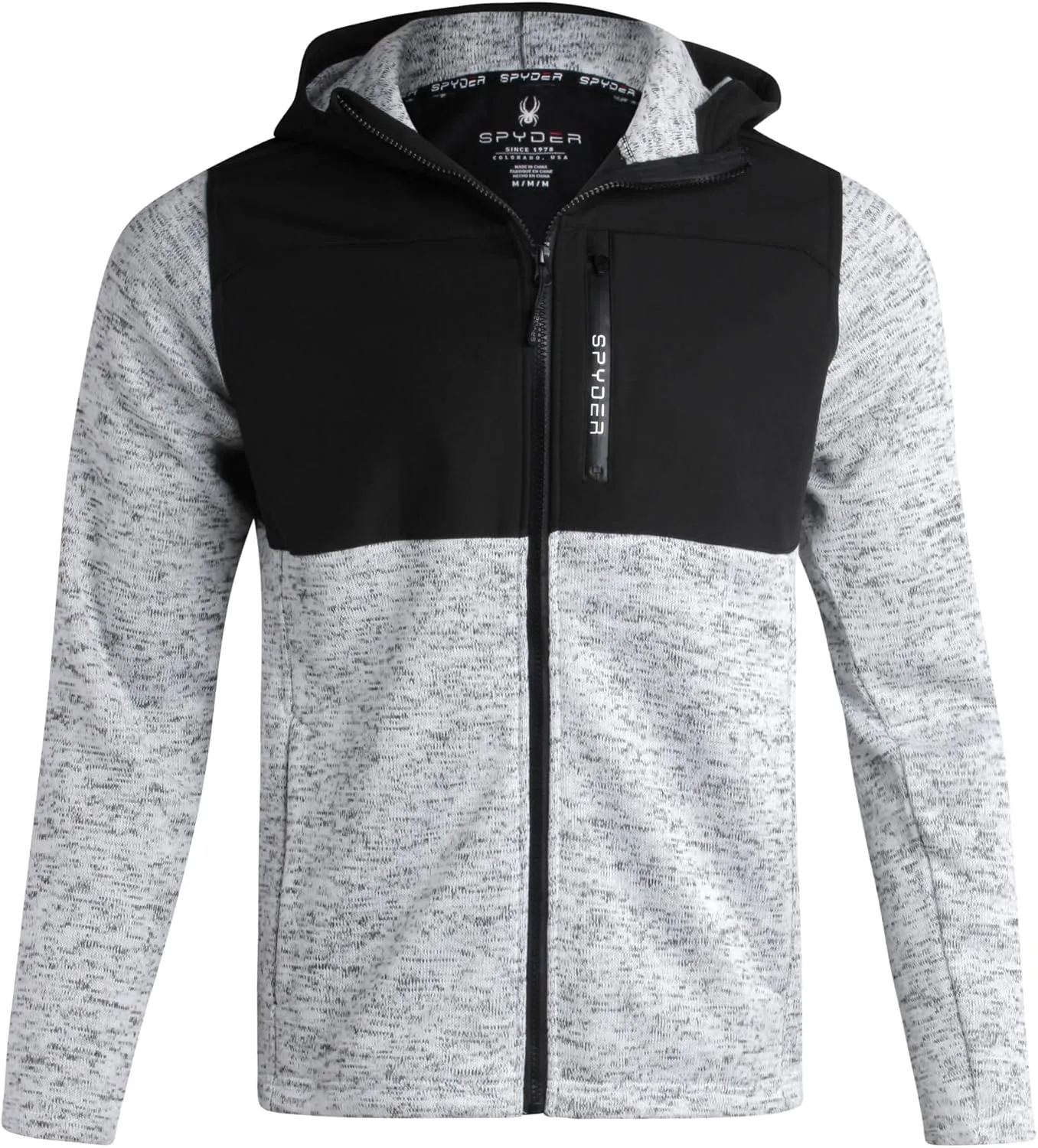 Spyder Men's Sweater Fleece Jacket - Lightweight Insulated Performance Full Zip Hooded Outdoor Jacket for Men (Sizes: S-XXL)