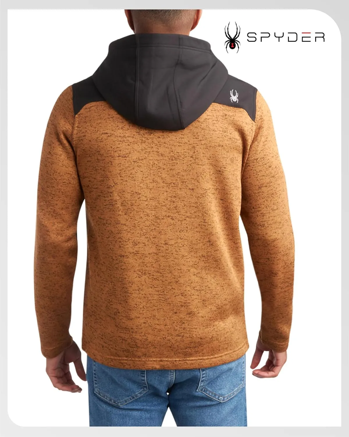 Spyder Men's Sweater Fleece Jacket - Lightweight Insulated Performance Full Zip Hooded Outdoor Jacket for Men (Sizes: S-XXL)
