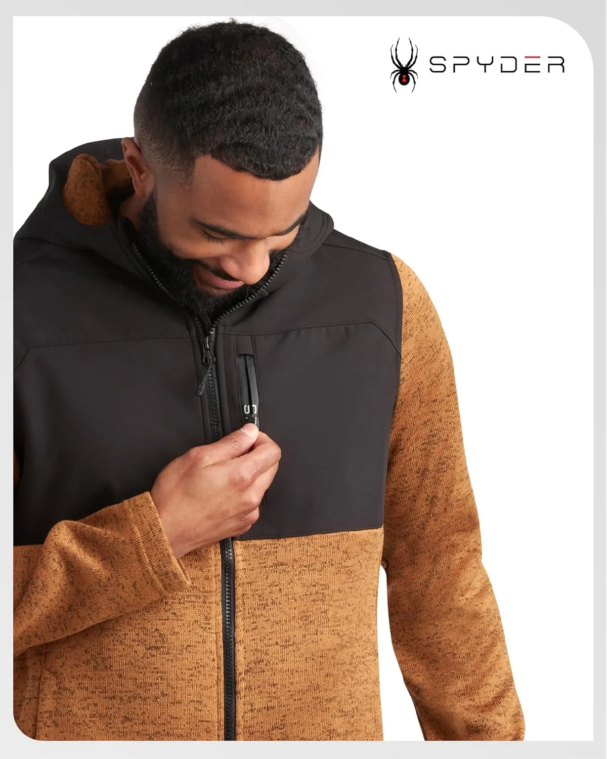Spyder Men's Sweater Fleece Jacket - Lightweight Insulated Performance Full Zip Hooded Outdoor Jacket for Men (Sizes: S-XXL)