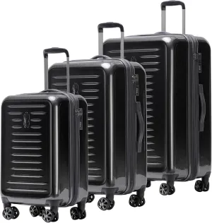 Spyder Rails 3 Piece Luggage Set with 360° Spinner Wheels, TSA Approved Lock, (20 Inch, 25 Inch, 29 Inch), Black