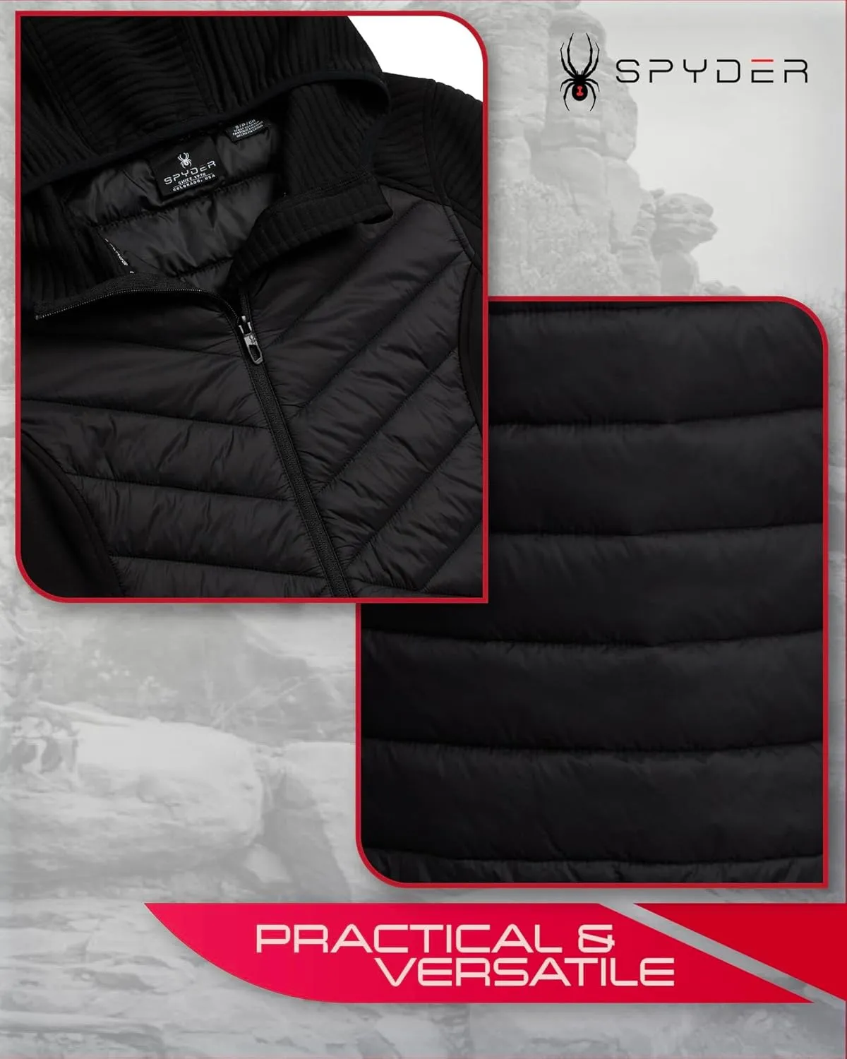Spyder Women's Puffer Jacket - Mixed Fleece Insulated Winter Coat with Taffeta Panels- Quilted Hooded Jacket for Women (S-XL)