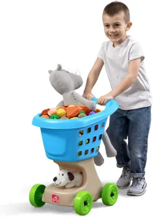 Step2 Little Helper's Shopping Cart for Kids, Play Grocery Cart, Made of Durable Plastic, for Toddlers 2  Years Old, Blue